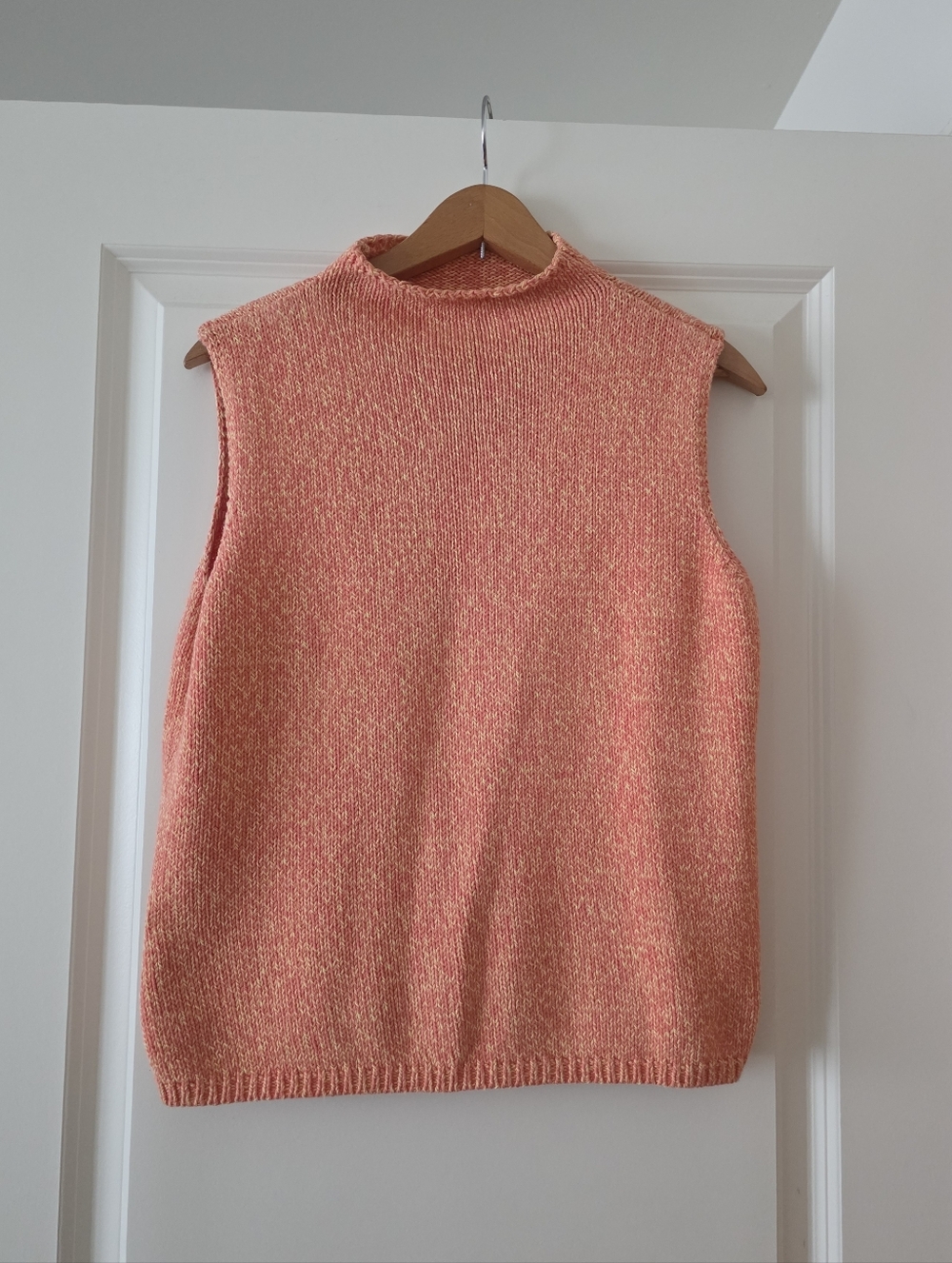 Vintage 90s Talbots Sleeveless Sweater Womens M P Yellow Orange Preppy Knit Chic